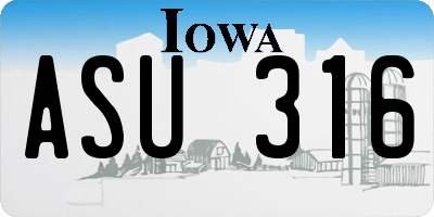 IA license plate ASU316