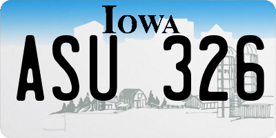 IA license plate ASU326
