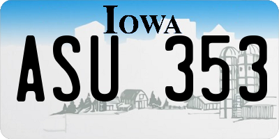IA license plate ASU353
