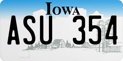 IA license plate ASU354