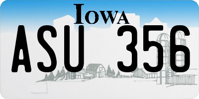 IA license plate ASU356