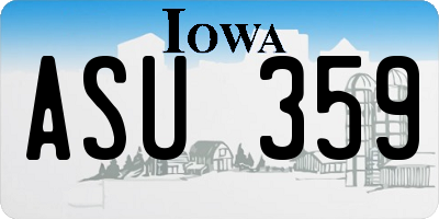 IA license plate ASU359