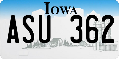 IA license plate ASU362