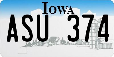 IA license plate ASU374