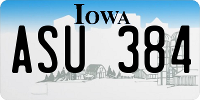 IA license plate ASU384