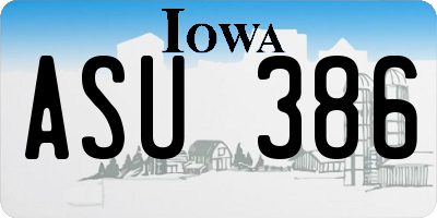 IA license plate ASU386