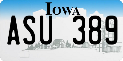 IA license plate ASU389
