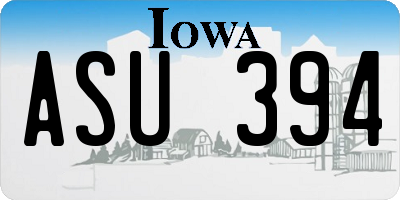 IA license plate ASU394