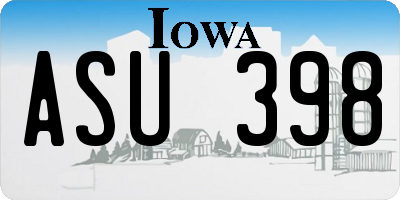 IA license plate ASU398