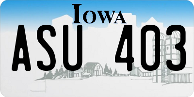 IA license plate ASU403