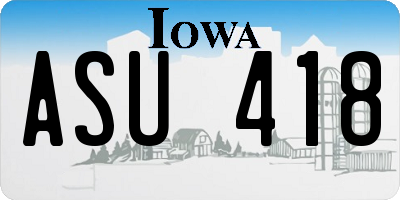 IA license plate ASU418