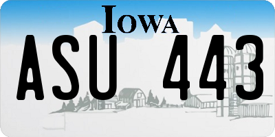 IA license plate ASU443