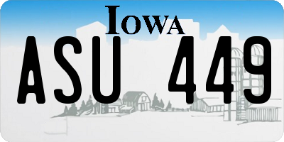 IA license plate ASU449