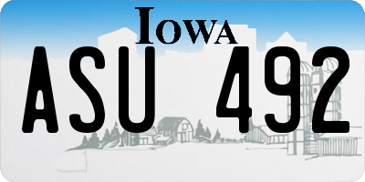 IA license plate ASU492