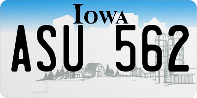 IA license plate ASU562
