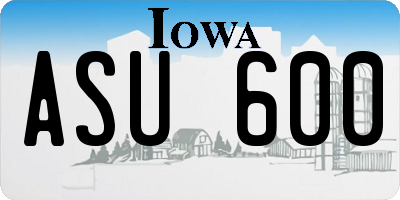 IA license plate ASU600