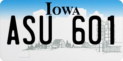 IA license plate ASU601