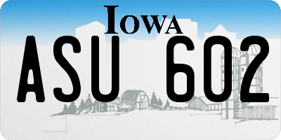 IA license plate ASU602