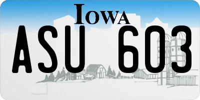 IA license plate ASU603