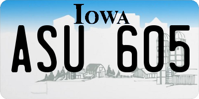 IA license plate ASU605