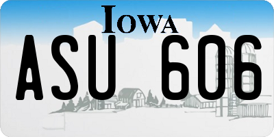 IA license plate ASU606