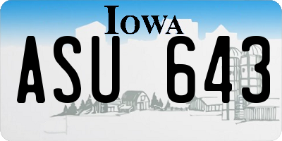 IA license plate ASU643