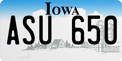 IA license plate ASU650