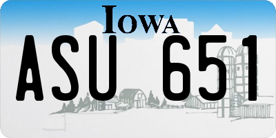 IA license plate ASU651