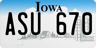 IA license plate ASU670