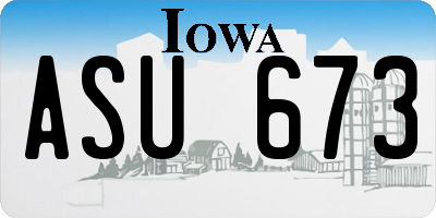 IA license plate ASU673