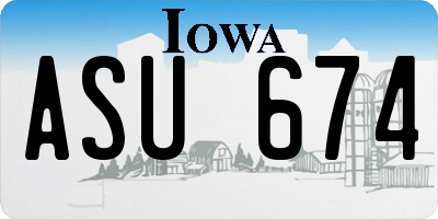 IA license plate ASU674