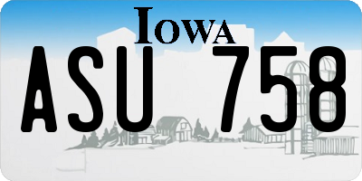 IA license plate ASU758