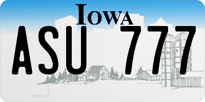 IA license plate ASU777