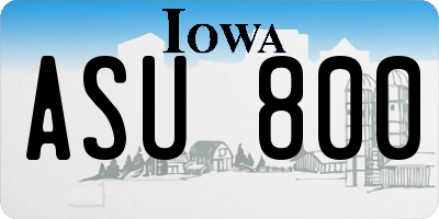 IA license plate ASU800