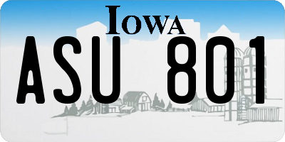IA license plate ASU801