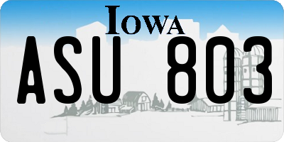 IA license plate ASU803