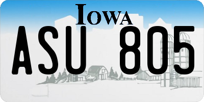 IA license plate ASU805