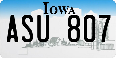 IA license plate ASU807