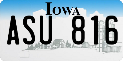 IA license plate ASU816