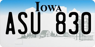 IA license plate ASU830