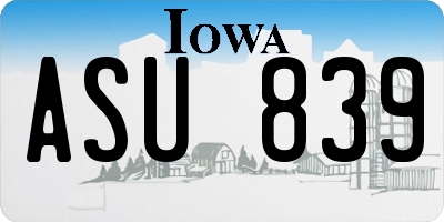 IA license plate ASU839