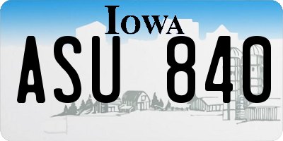 IA license plate ASU840