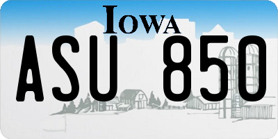 IA license plate ASU850