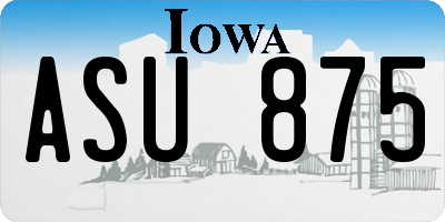 IA license plate ASU875