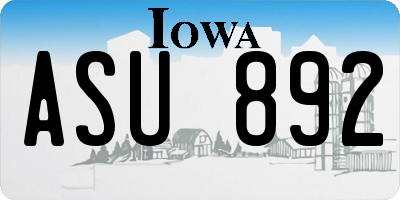 IA license plate ASU892