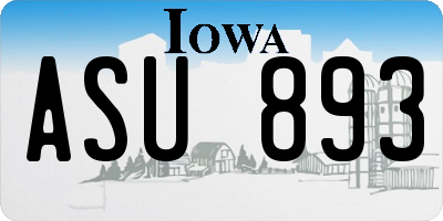IA license plate ASU893