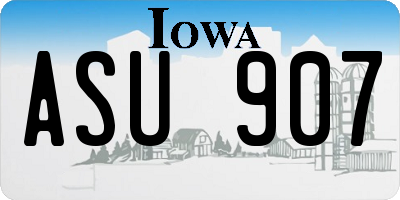 IA license plate ASU907