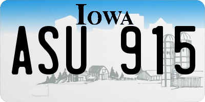 IA license plate ASU915