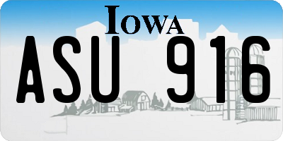 IA license plate ASU916