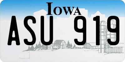 IA license plate ASU919